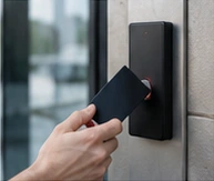Access card presented to a door reader