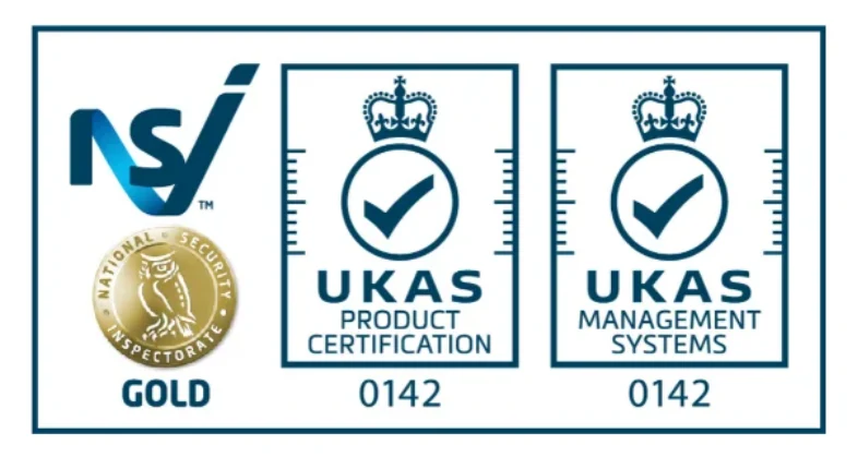 NSI Gold with UKAS product certification and management systems marks